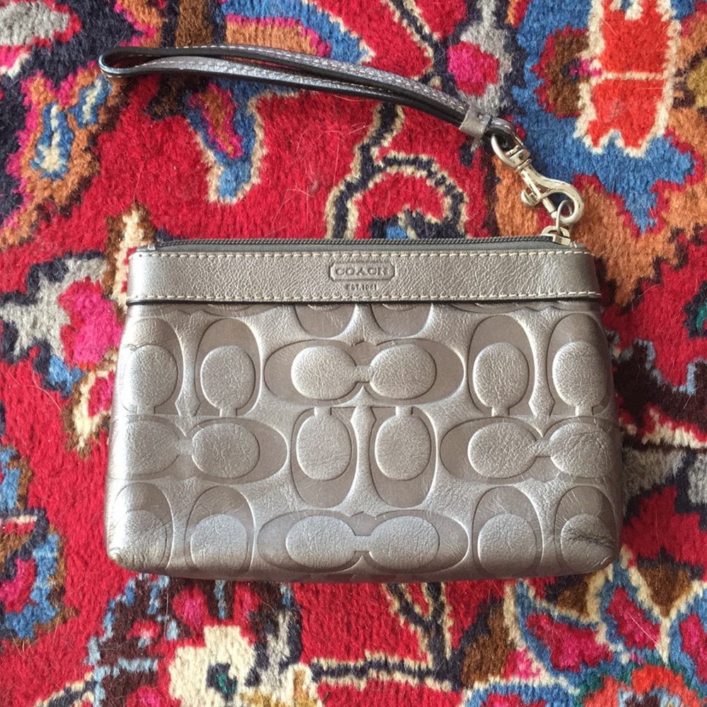Coach wristlet (gunmetal/silver and purple)